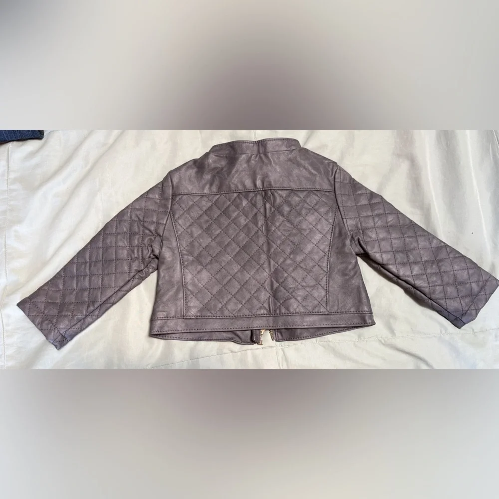 OshKosh B'gosh Quilted Gray Jacket‎ Pink Floral Lining Size 12 Months EUC Unused